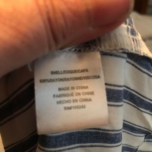 Hiatus White Blue Stripe Cropped Tie Front Blouse - Picture 3 of 8